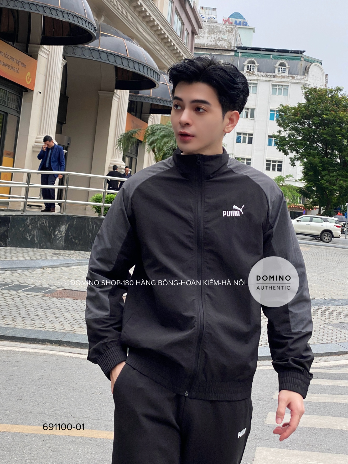 PUMA ESS BLOCK WOVEN TRACK JACKET BLACK - 691100-01