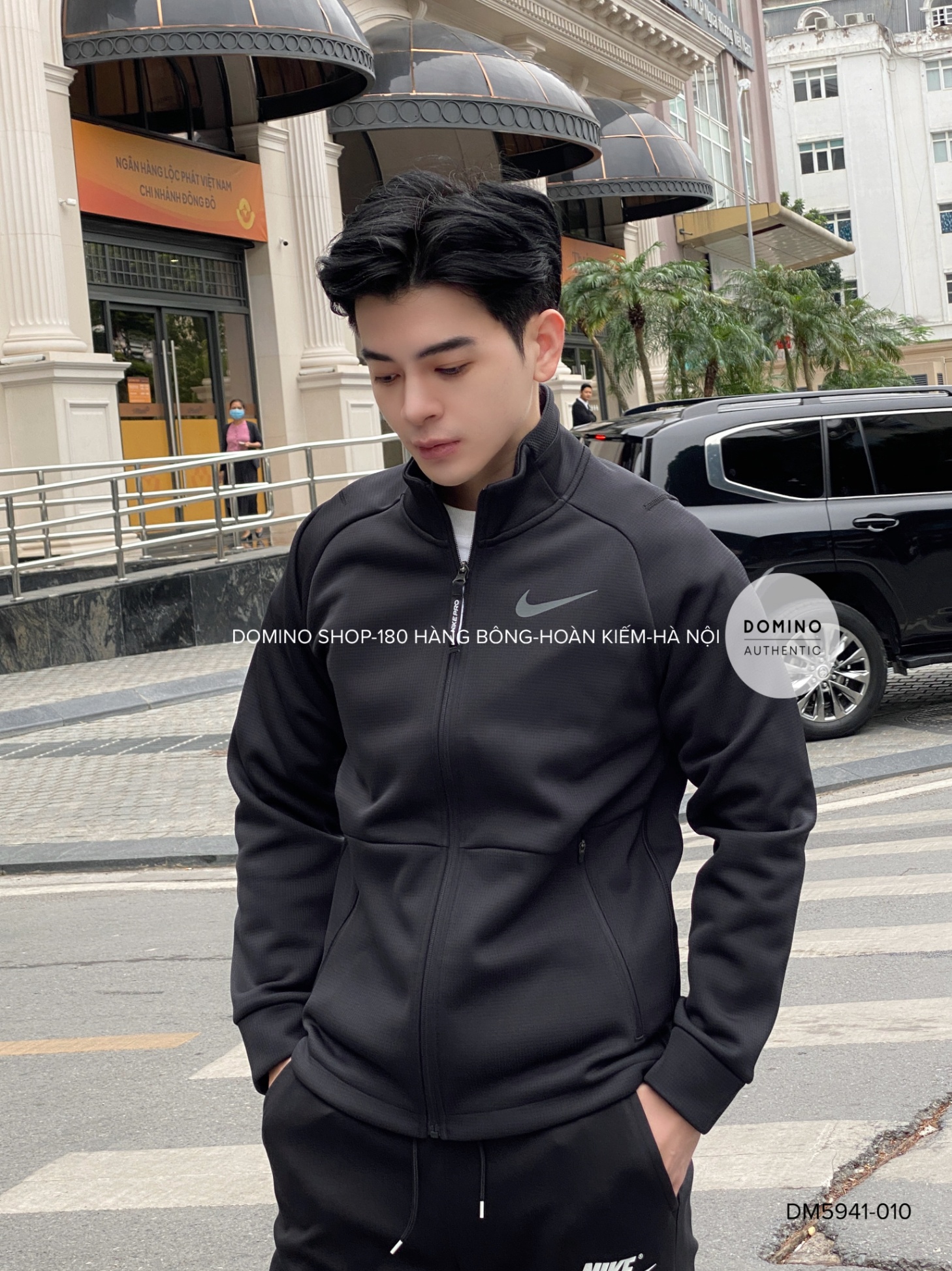 NIKE MEN'S ZIPPER STAND COLLAR JACKET BLACK - DM5941-010