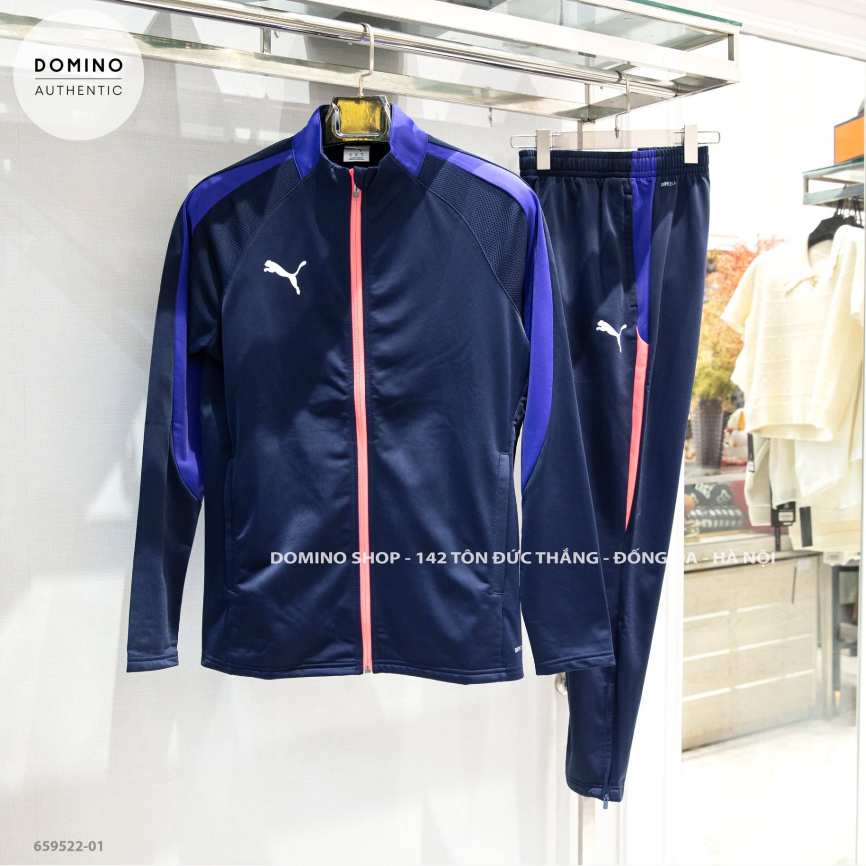 PUMA LIGA TRACKSUIT MEN IN BLACK WITH BLUE AND PINK ACCENTS - 659522-01