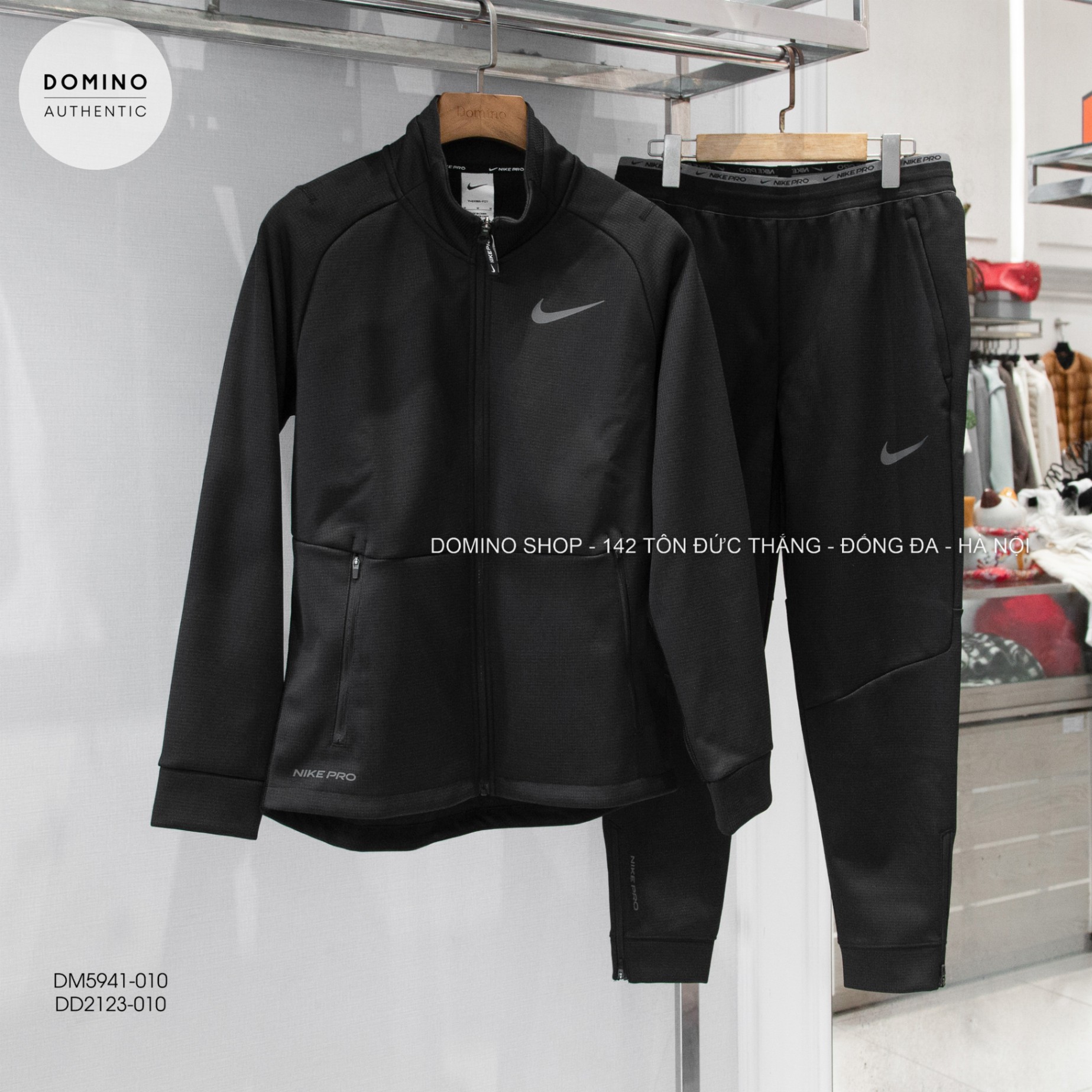 NIKE SOLID COLOR LOGO LABEL & NP TF THERMA SPHERE FLEECE LINED - DM5941-010 - DD2123-010