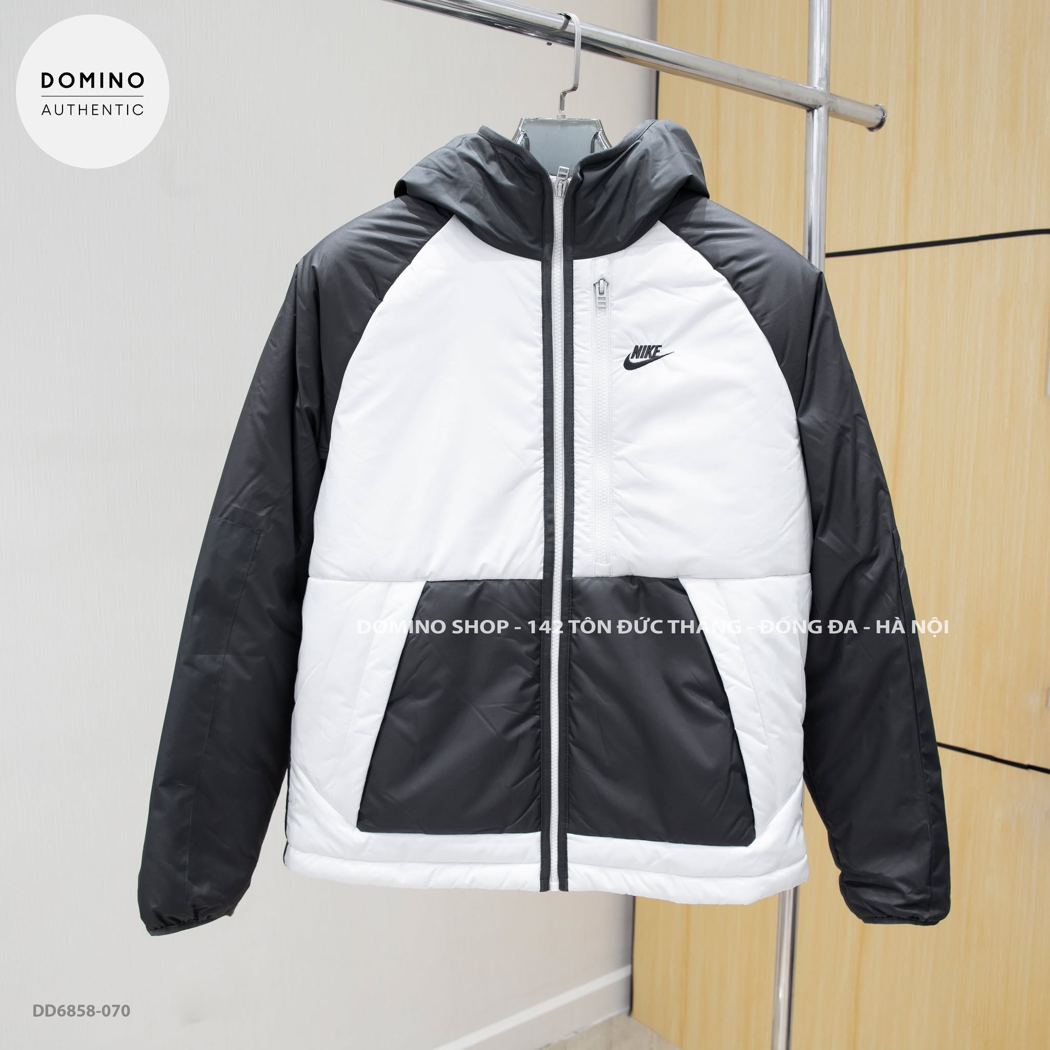 NIKE PATCHWORK DESIGN BRAND LOGO PRINTED LONG SLEEVE HOODED - DD6858-070