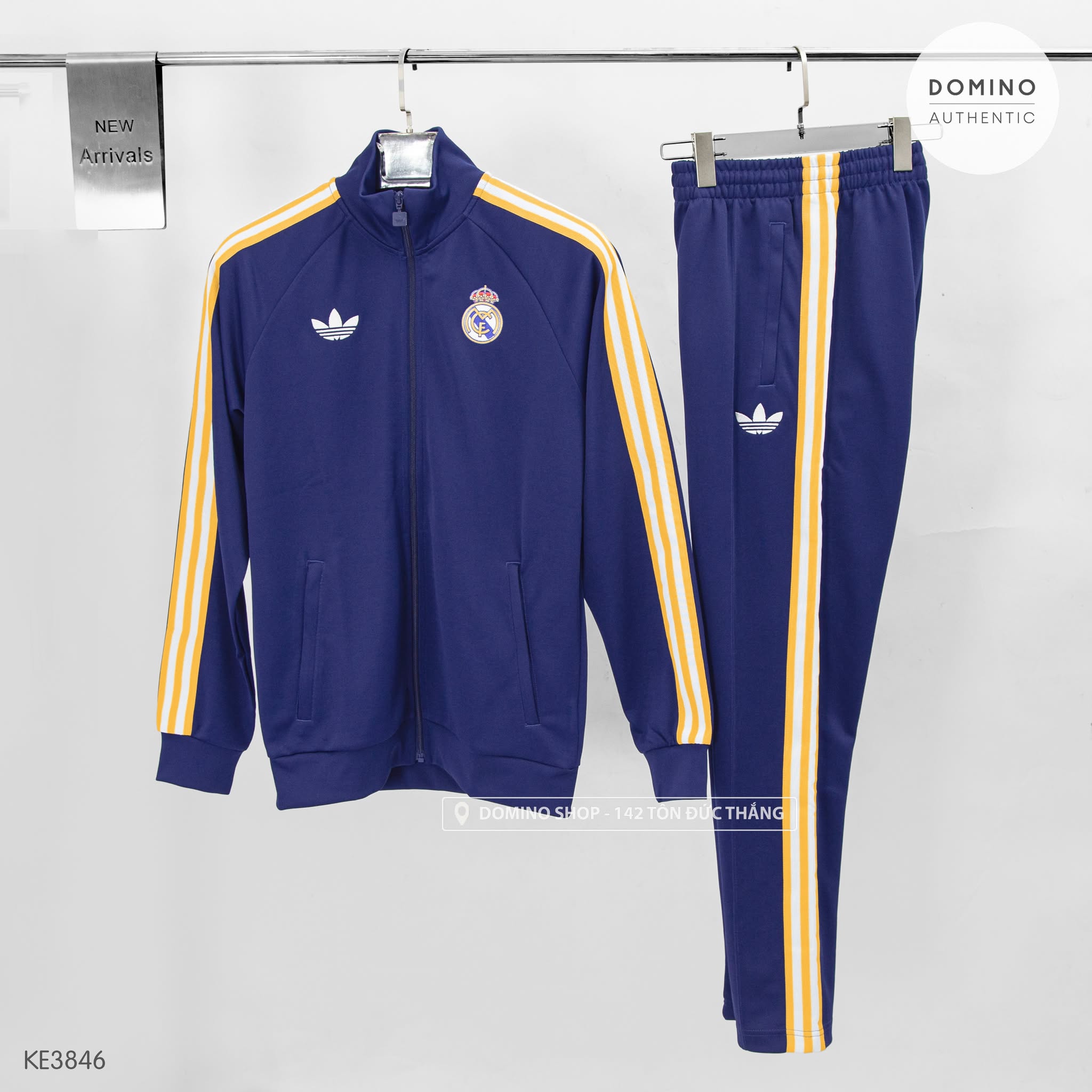 ADIDAS ORIGINALS REAL MADRID NAVY WITH YELLOW STIPES -TÚI KHOÁ- JZ9151 - KE3846