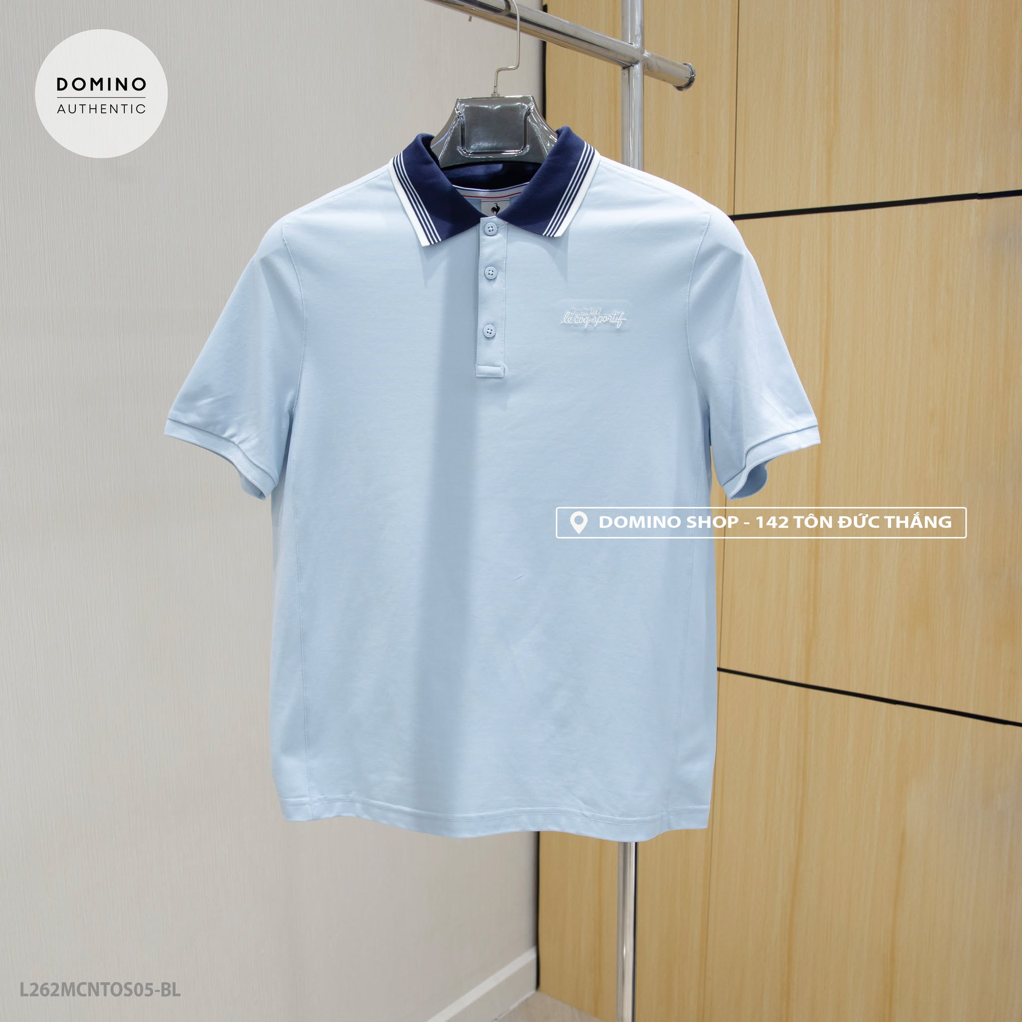 LECOQ - XANH DƯƠNG CỔ ĐEN KẺ TRẮNG - L262MCNTOS05-BL