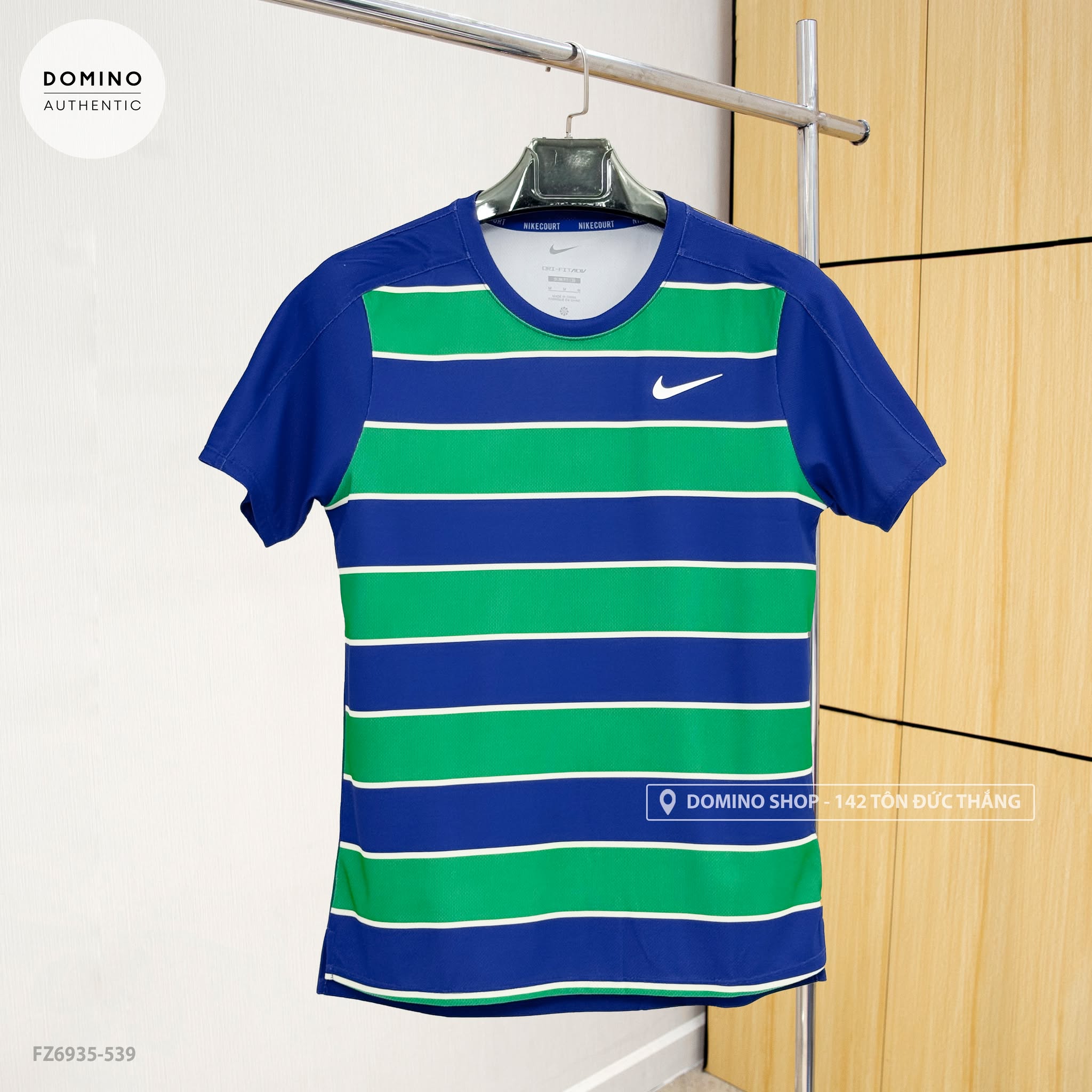 NIKECOURT SLAM MEN'S DRI-FIT ADV TENNIS TOP - BLUE & GREEN - FZ6935-539
