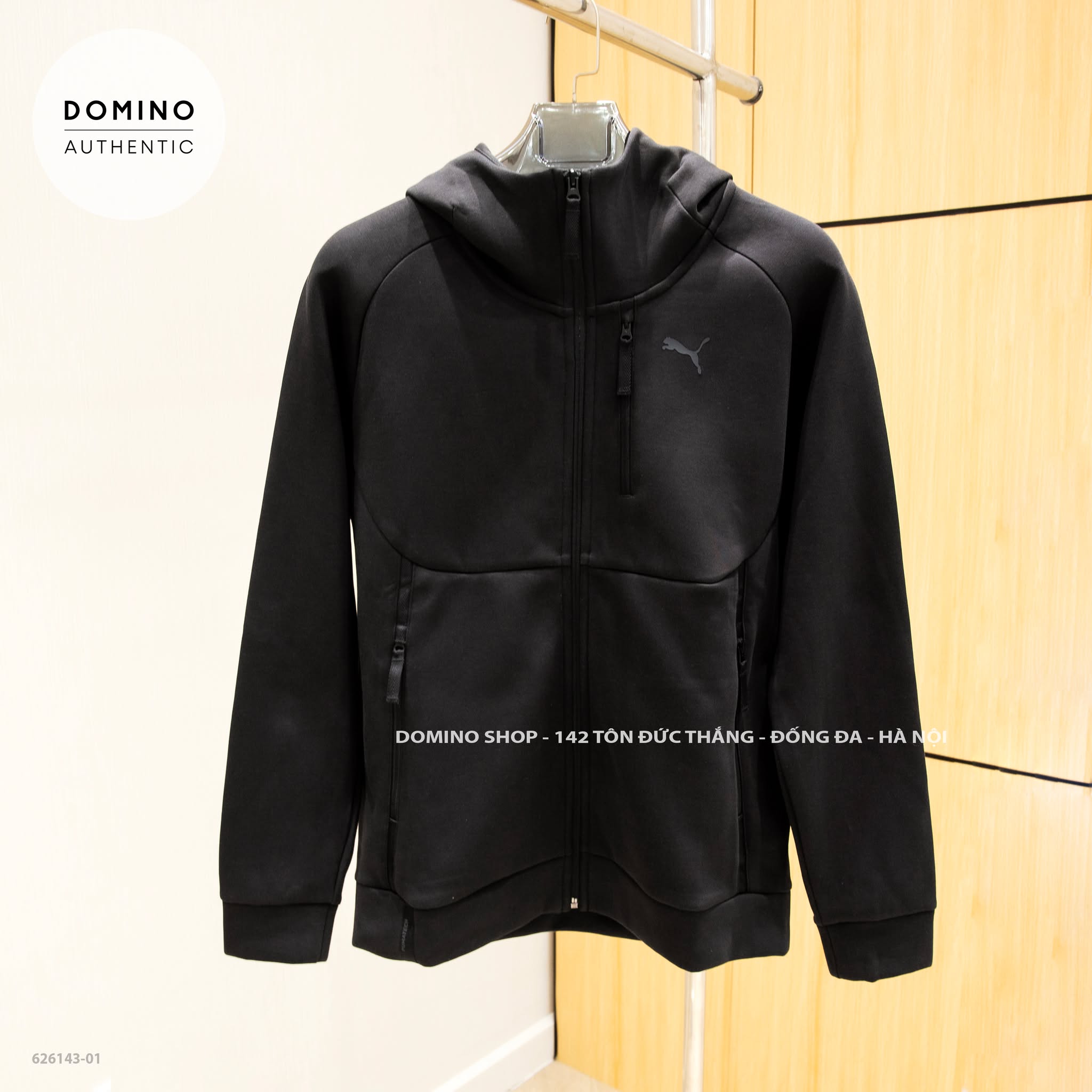PUMA TECH FULL-ZIP HOODIE BLACK LOGO - 626143-01