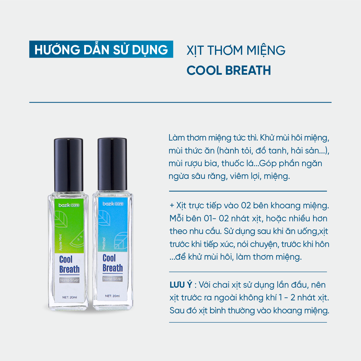 Xịt thơm miệng Cool Breath hương Bạc Hà - 20ml