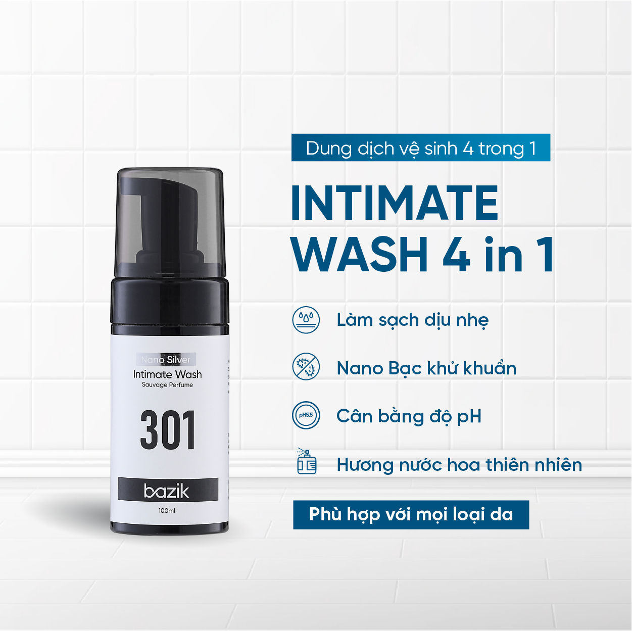 Bọt vệ sinh Imtimate Wash 4in1 hương nước hoa  301 - 100ml