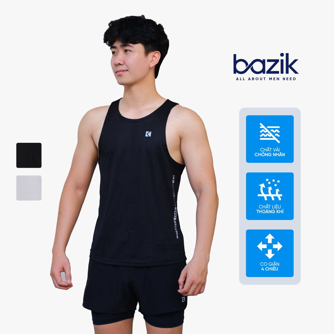 Áo Tank Top Chạy Bộ Bazik LightMax Pro Running