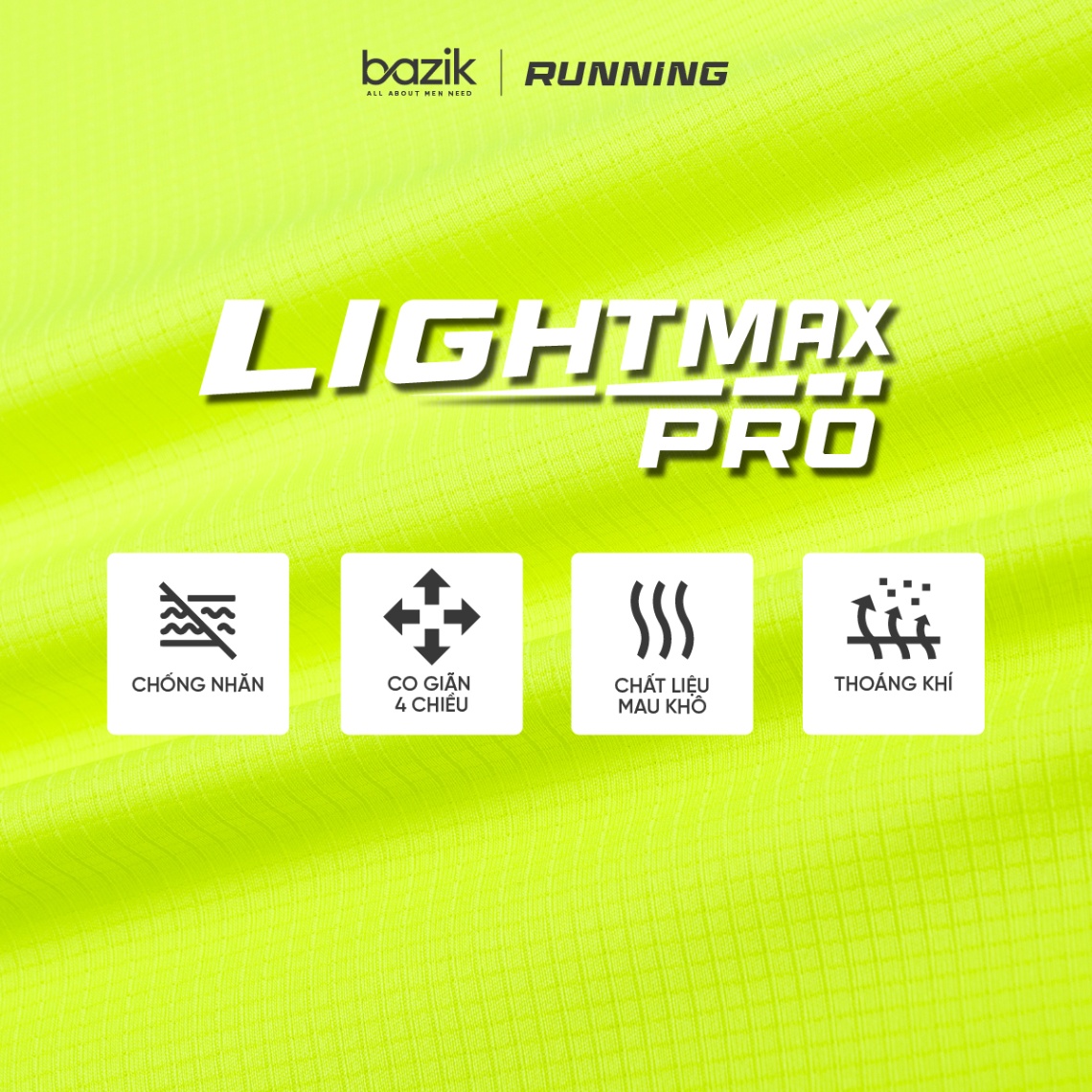 Áo thun chạy bộ Bazik Speed Up Phối Sườn Lightmax Pro