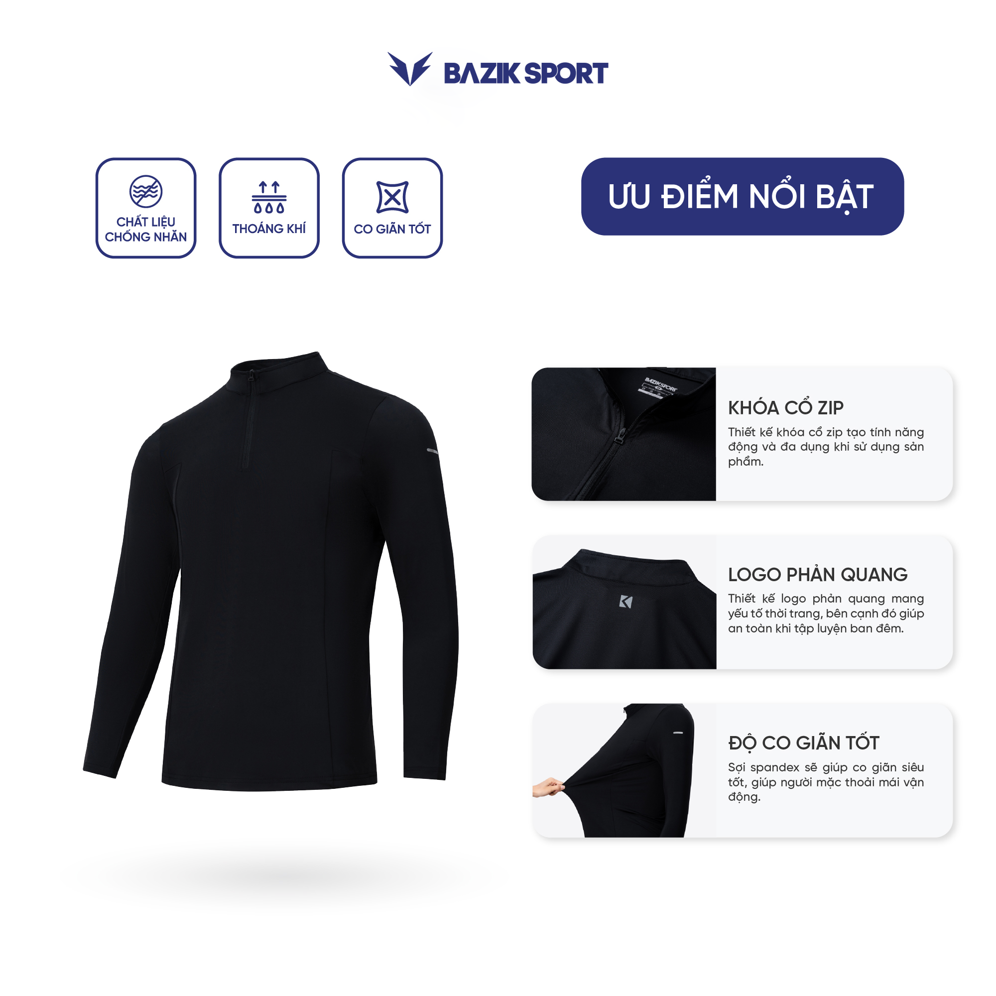Áo Thun Dài Tay Training 1/4 Zip Relax Fit