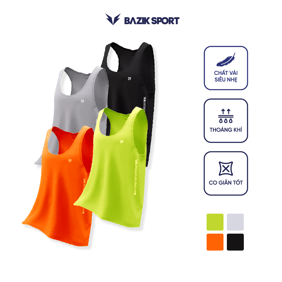 Áo Tank Top Chạy Bộ Bazik LightMax Pro Running