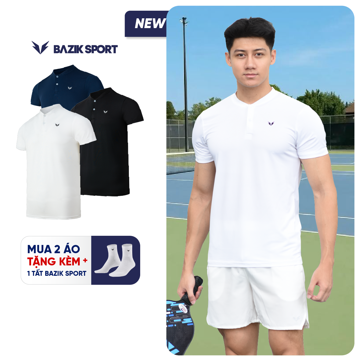 Áo Thun Cổ Trụ Bazik Pickleball Wings W06