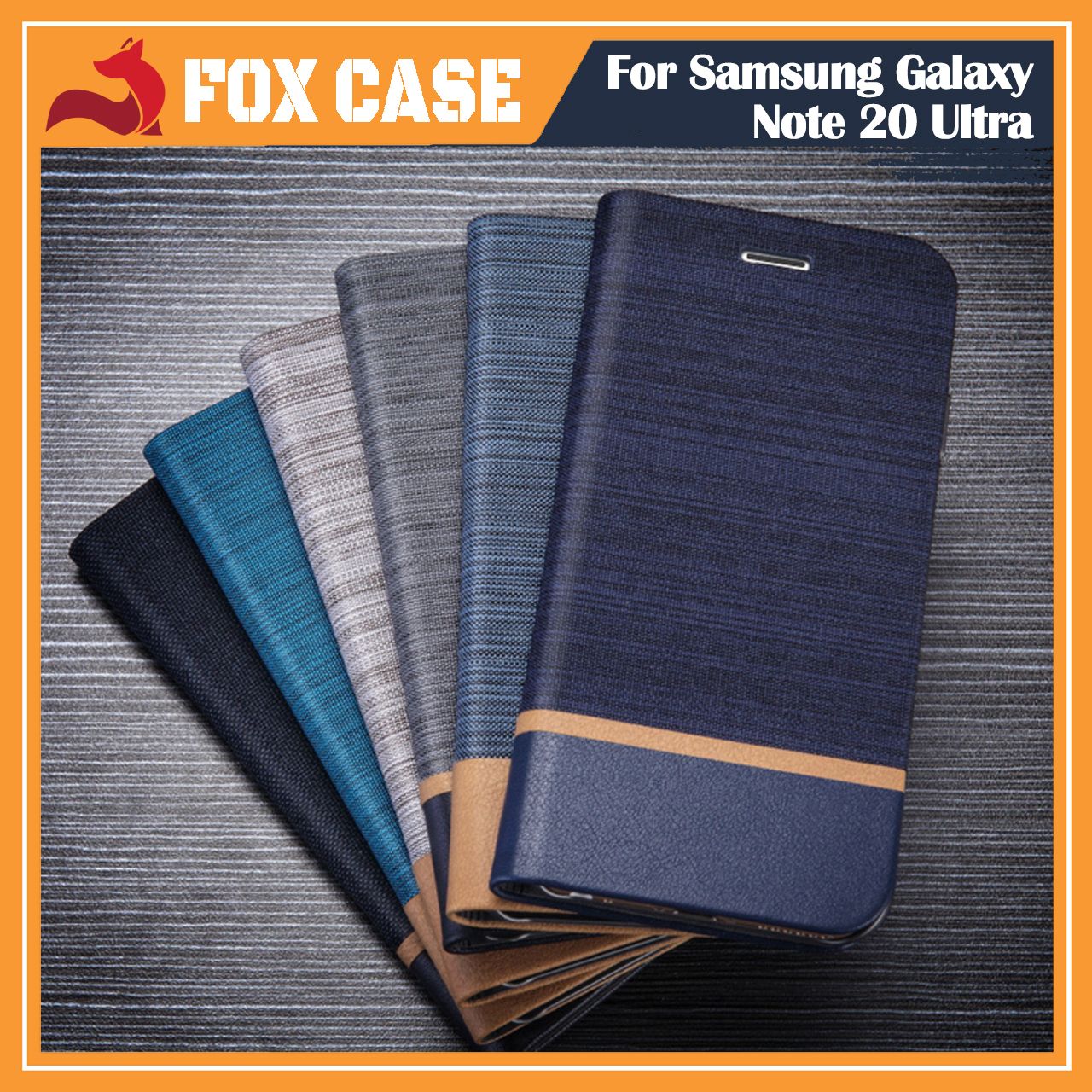 Ốp lưng nắp gập vải phối da cho Samsung Galaxy Note 20 Series