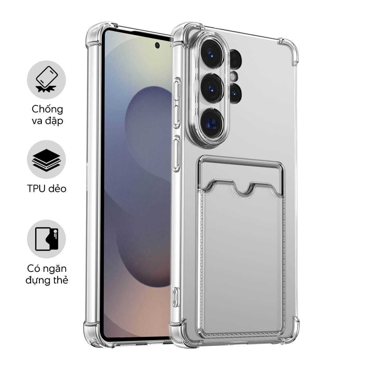 Ốp trong dẻo có ngăn đựng thẻ cho Samsung Galaxy S26 Ultra