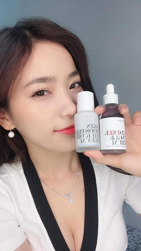 Combo trị mụn dưỡng trắng Red peel tingle serum - milk oil skin booster