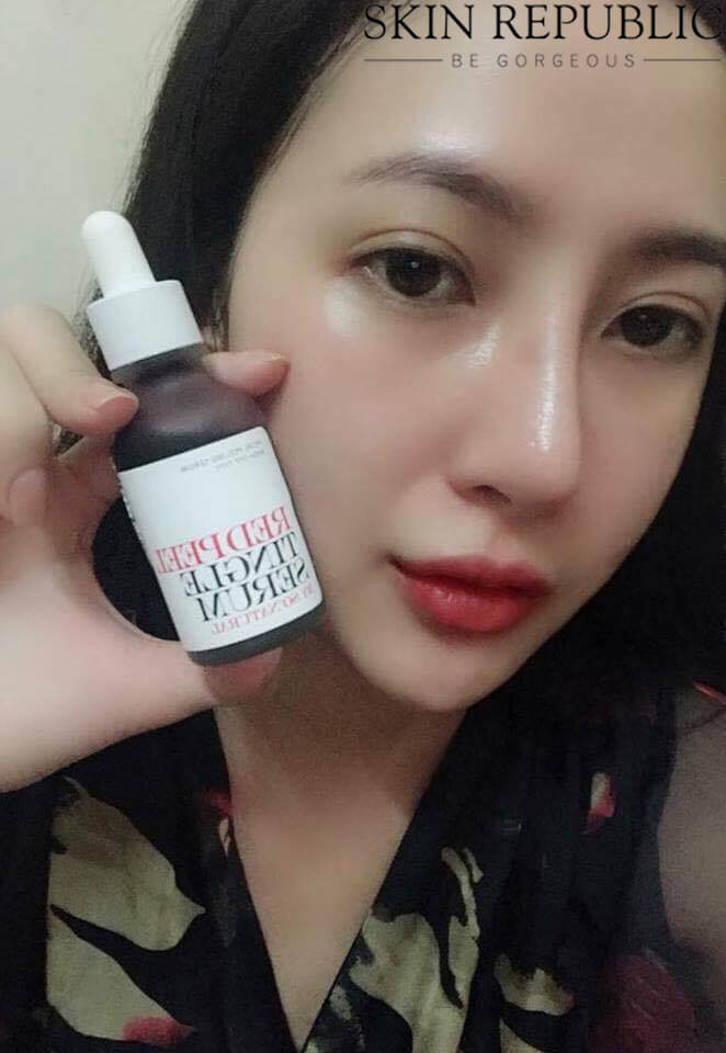 Combo trị mụn dưỡng trắng Red peel tingle serum - milk oil skin booster