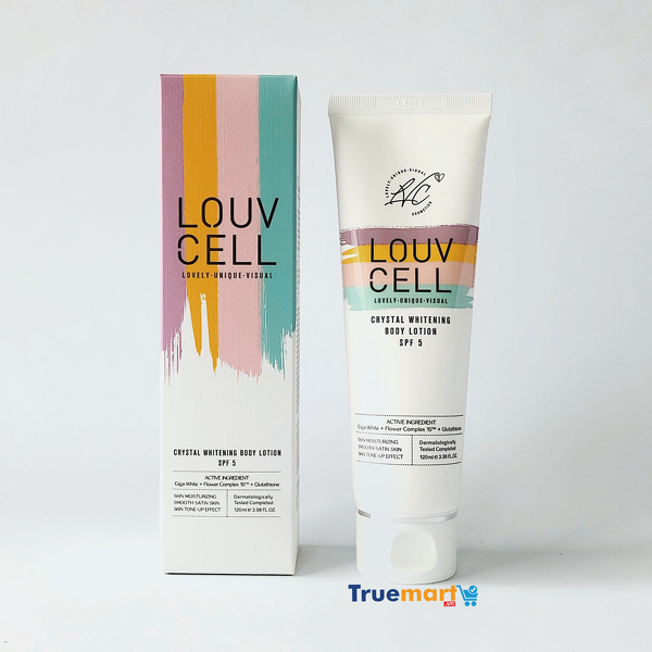 Dưỡng thể trắng da không tỳ vết Louv Cell Crystal Whitening Body Lotion SPF5 120ml