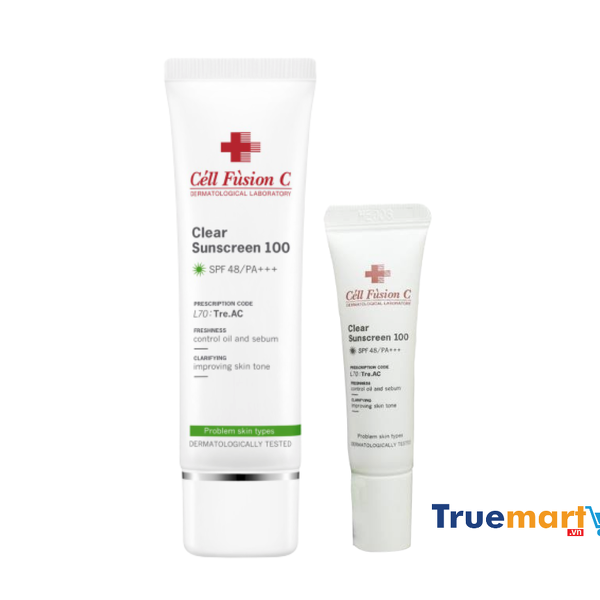 Kem chống nắng Cell Fusion C Laser Sunscreen 100 SPF50+/PA+++ (50ml) tặng kèm tuýp nhỏ 10ml ( màu xanh - dành cho da dầu mụn )