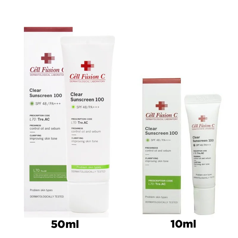 Kem chống nắng Cell Fusion C Laser Sunscreen 100 SPF50+/PA+++ (50ml) tặng kèm tuýp nhỏ 10ml ( màu xanh - dành cho da dầu mụn )