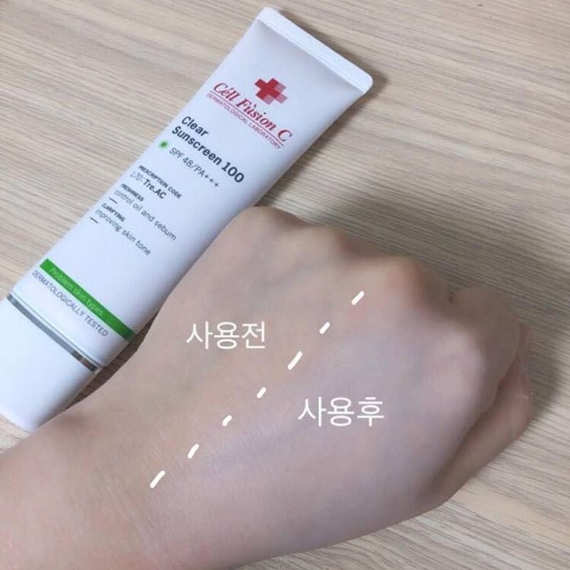 Kem chống nắng Cell Fusion C Laser Sunscreen 100 SPF50+/PA+++ (50ml) tặng kèm tuýp nhỏ 10ml ( màu xanh - dành cho da dầu mụn )