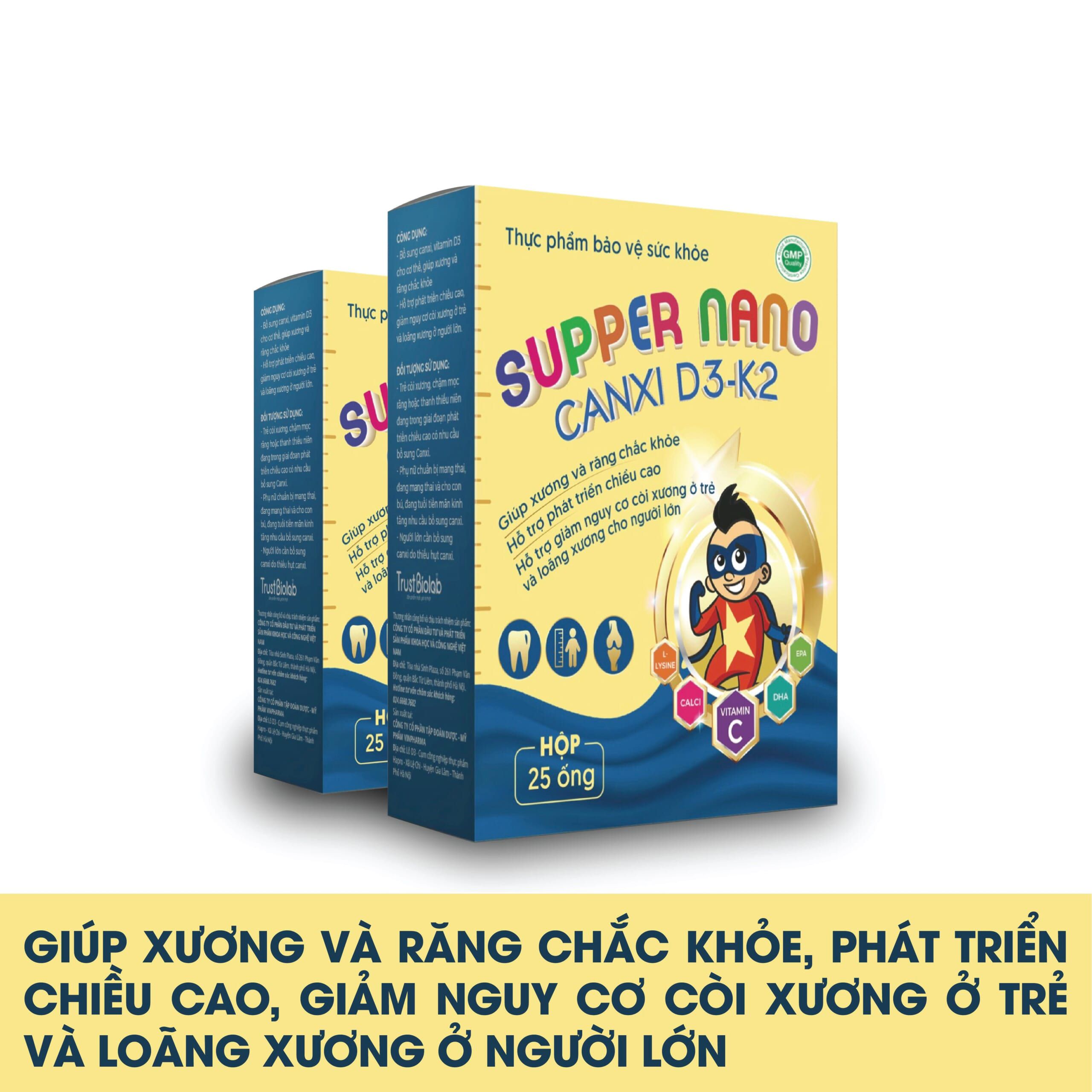 Thực phẩm bảo vệ sức khỏe SUPPER NANO CANXI D3-K2