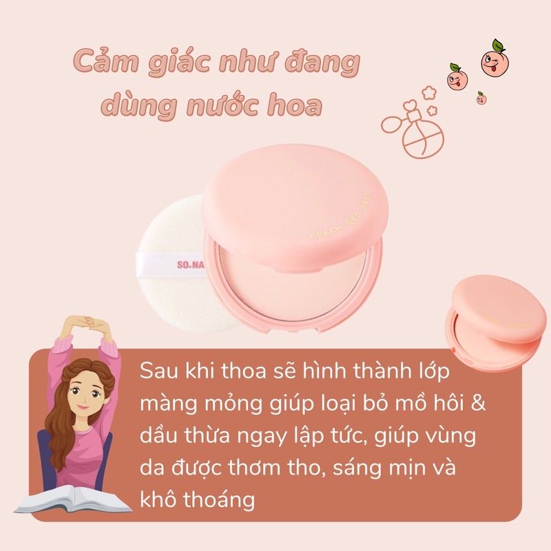 Phấn bột trị hôi nách So Natural Peach Deo Pact