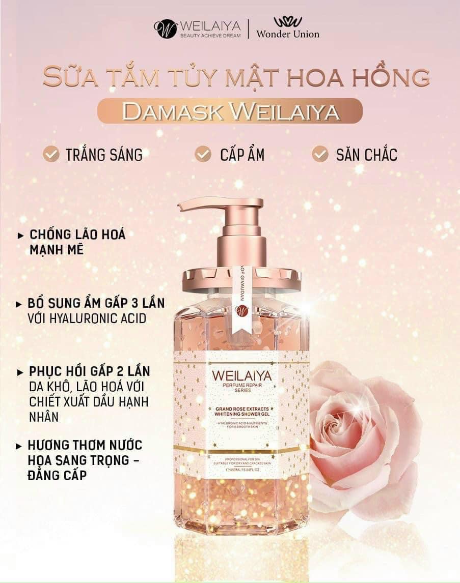 Sữa Tắm Tủy Mật Cánh Hoa Hồng Trắng Da Weilaiya