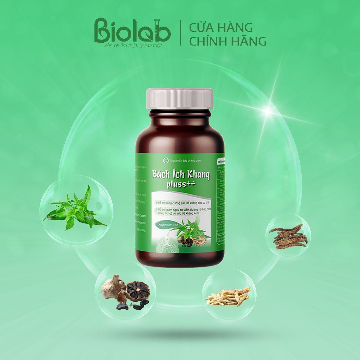 Thực phẩm bảo vệ sức khỏe BIO Bách Ích Khang Pluss++ - Giảm Nguy Cơ Viêm Đường Hô Hấp Trên, Tăng Sức Đề Kháng (45 viên)