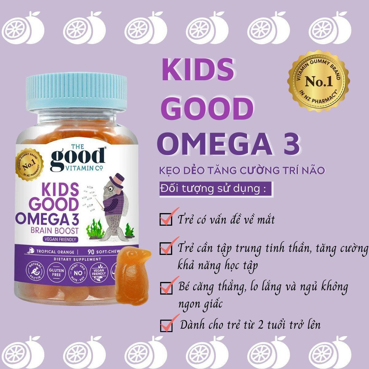 Kẹo dẻo Gummy  Vitamin Kids Good Omega3 - Bổ sung omega 3 tăng cường phát triển trí não