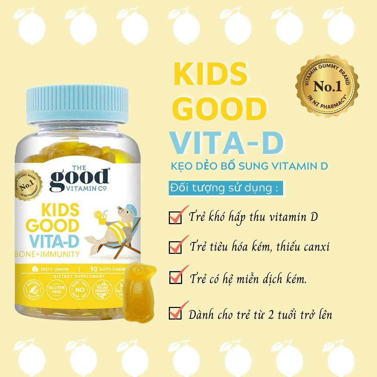 Kẹo dẻo Gummy  Vitamin Kids Good Vita-D – Vitamin D Hỗ trợ xương chắc khoẻ