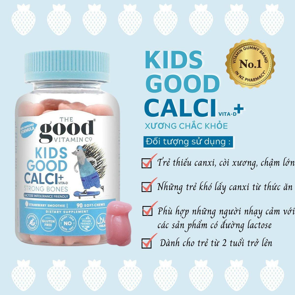 Kẹo dẻo Gummy  Vitamin Kids Good Calci – Canxi Hỗ trợ xương chắc khoẻ