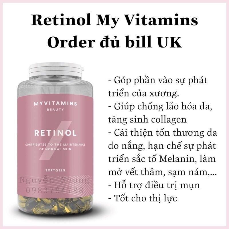 Viên Uống Chống Lão Hóa Trị Mụn Myvitamins Retinol (90v)