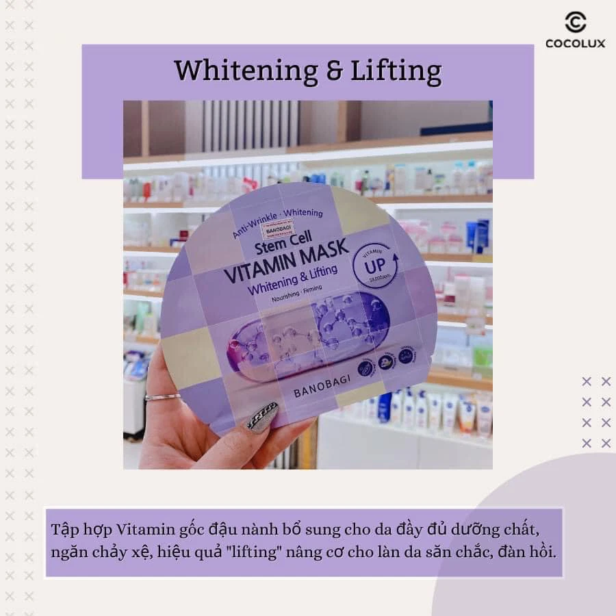 Mặt nạ Banobagi Stem Cell Vitamin Mask Hàn Quốc - Whitening & Lifting ( Giúp dưỡng trắng và tăng độ đàn hồi cho da)