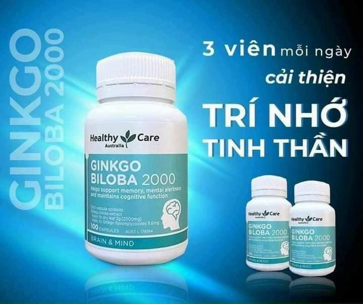 Viên uống bổ não Healthy Care Ginkgo Biloba 2000mg - 100v