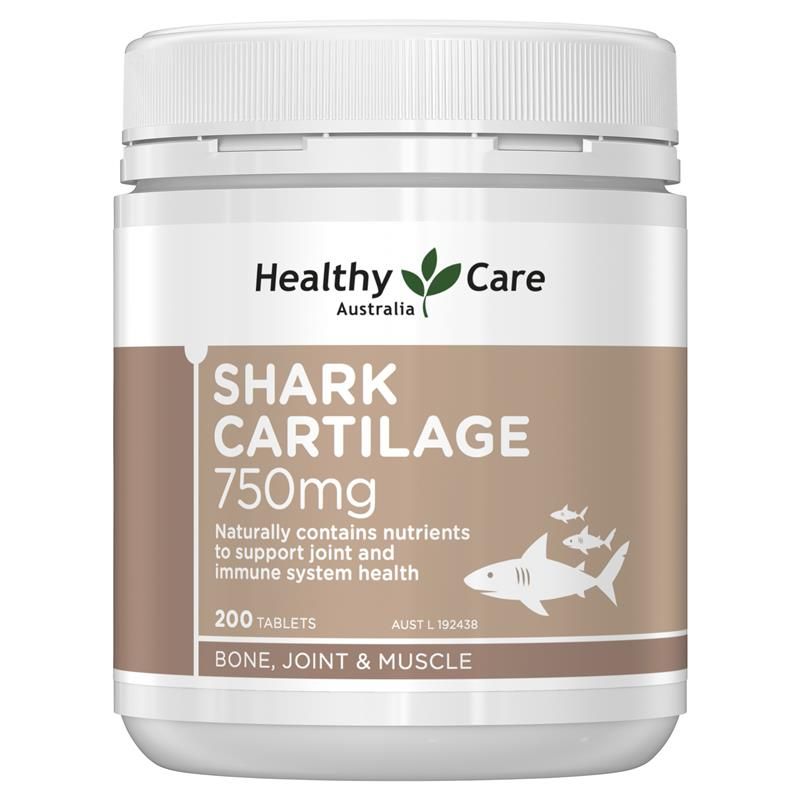 Sụn cá mập Úc Healthy Care Shark Cartilage - Bổ xương khớp - 750mg (hộp 200 viên)