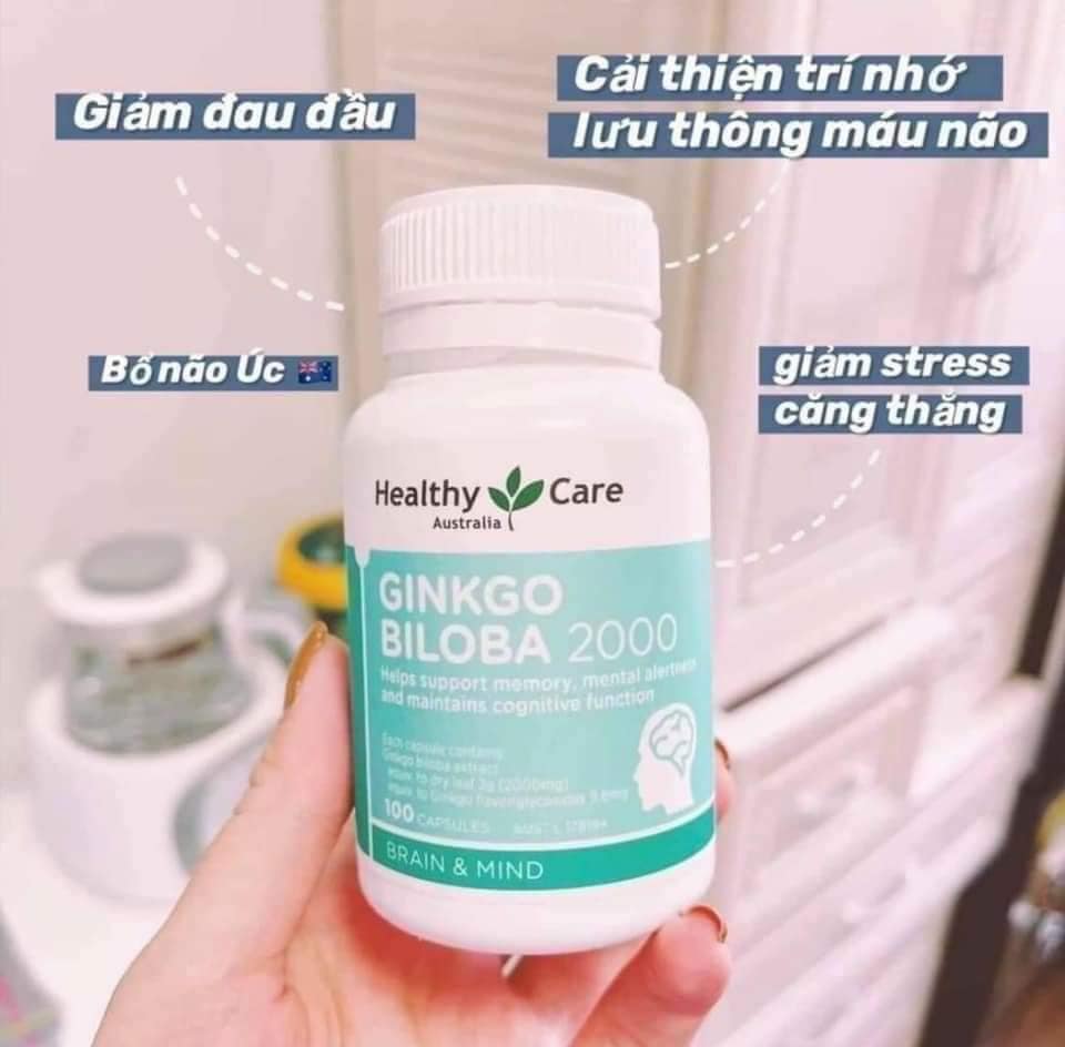 Viên uống bổ não Healthy Care Ginkgo Biloba 2000mg - 100v