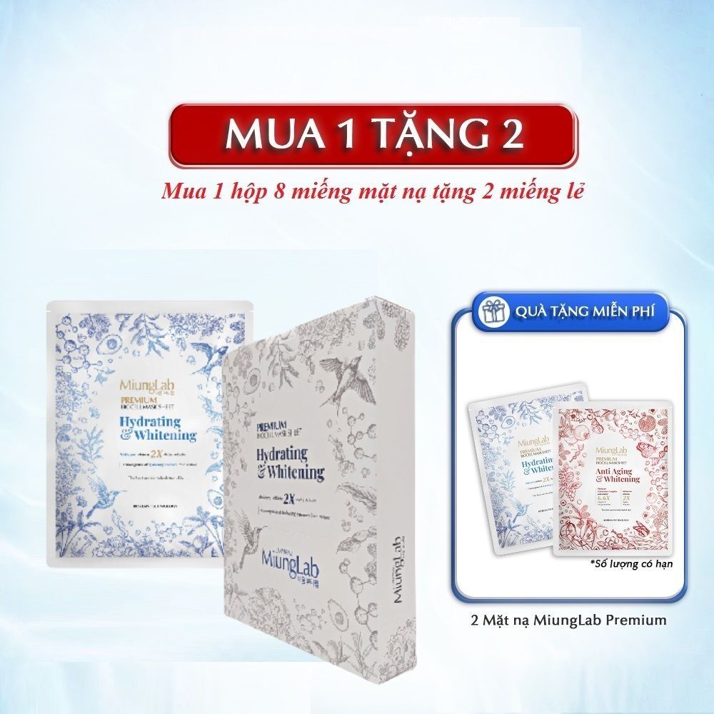 Mặt nạ cấp ẩm chuyên sâu và dưỡng trắng da MiungLab Premium Biocell Mask Sheet Hydrating & Whitening -  - Tặng 2 miếng lẻ