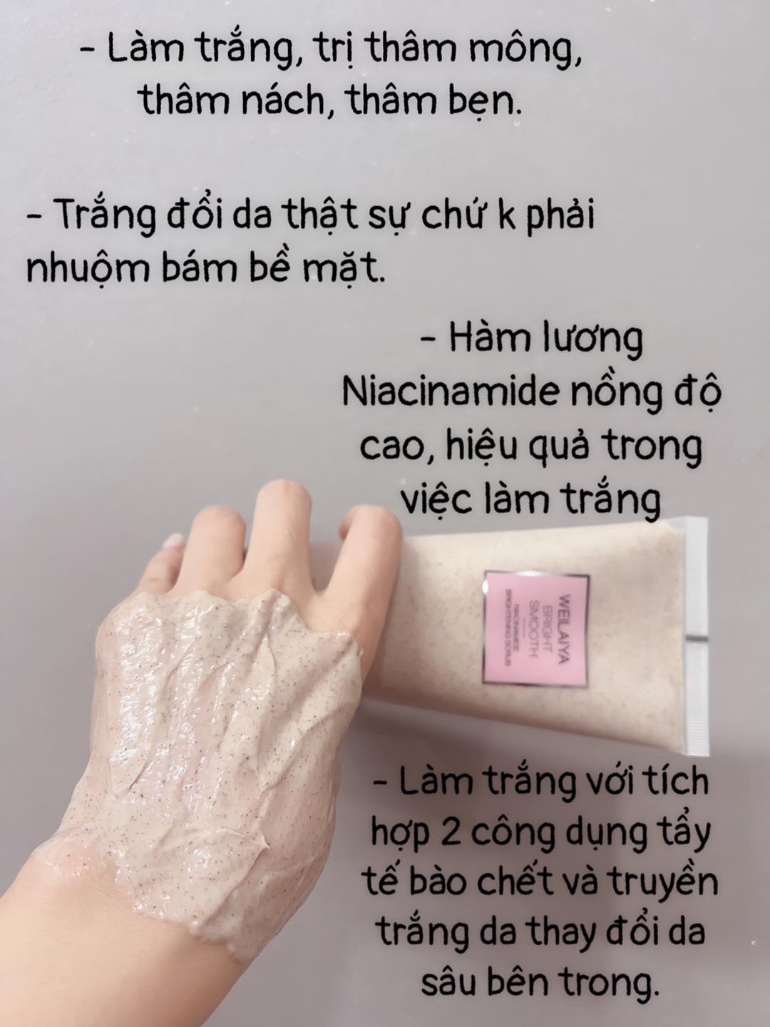 Combo 2 chai sữa tắm trắng da Weilaiya và Ủ trắng da body vỏ hồ đào Weilaiya