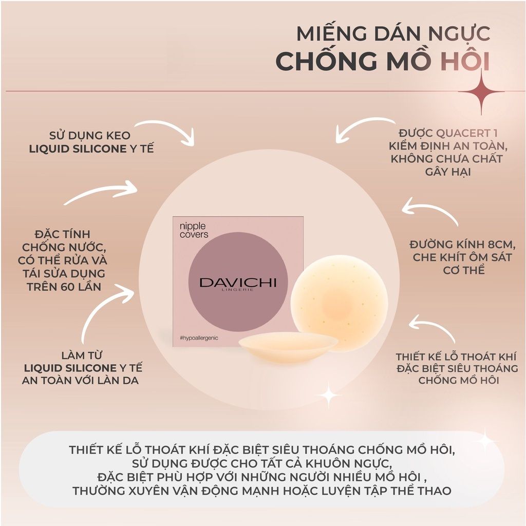 Miếng dán ngực chống mồ hôi Davichi - Hộp 2 cặp