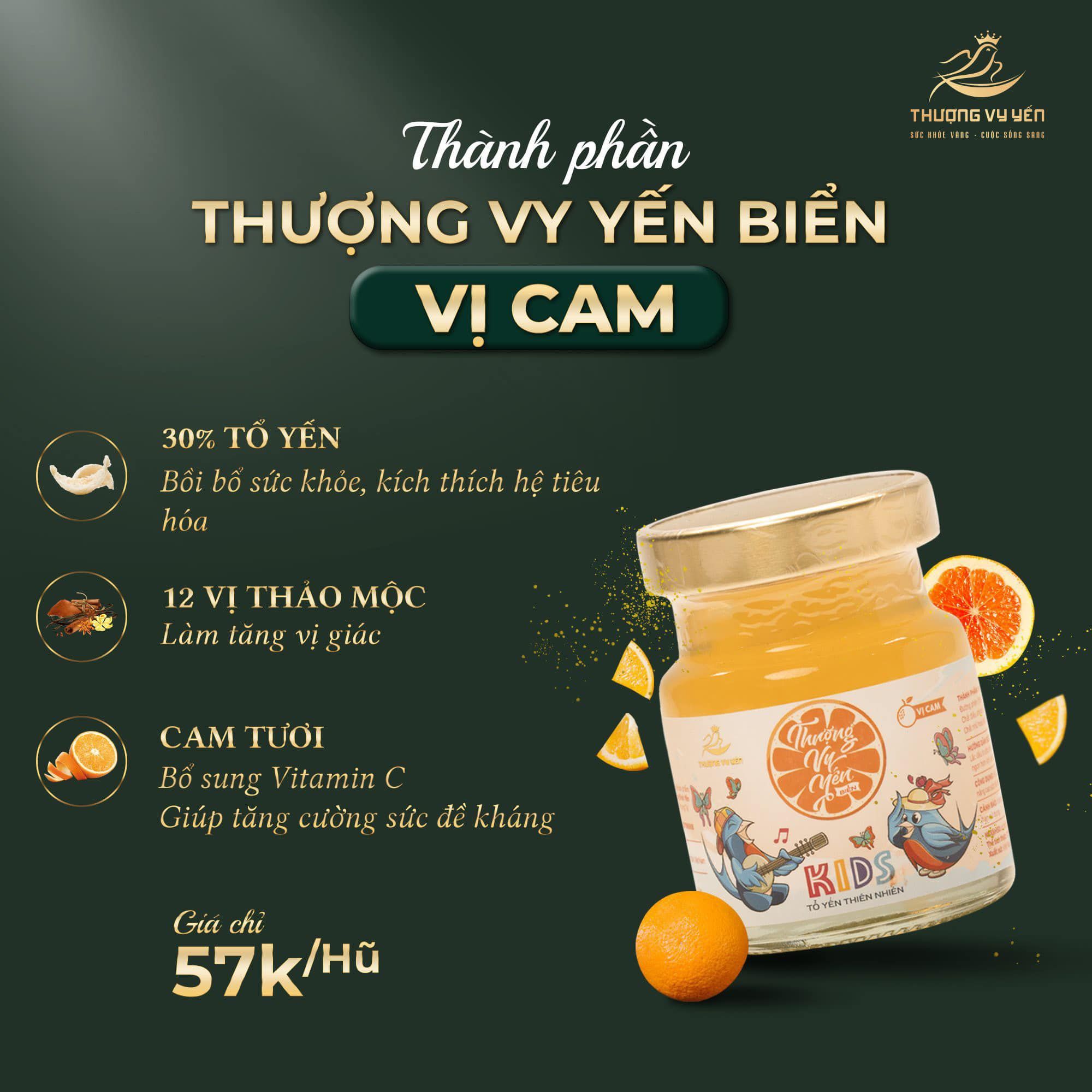 Yến biển chưng sẵn Thượng Vy Yến Kid's Vị Cam cho bé - Yến sào cao cấp - Hũ Lẻ