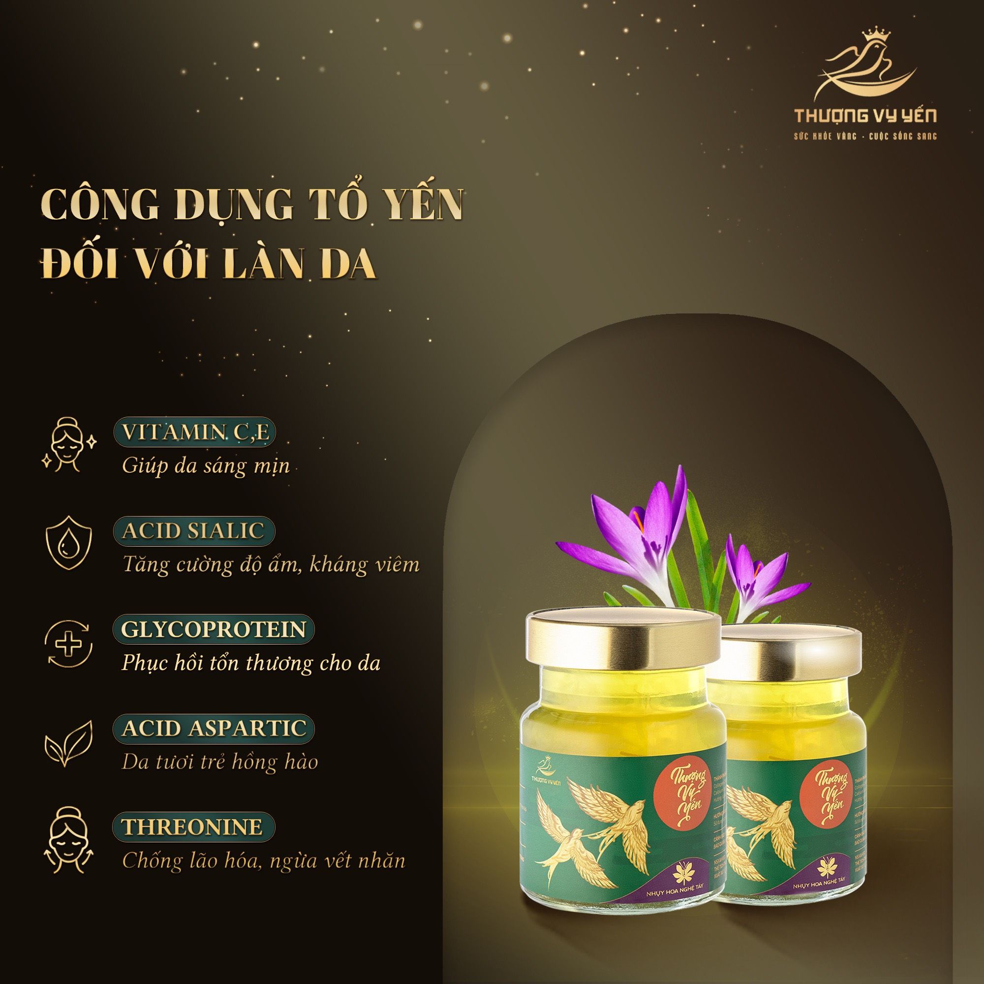 Thượng Vy Yến Biển Saffron - Yến Sào Cao Cấp (Set 6 Hũ) - Tặng kèm túi