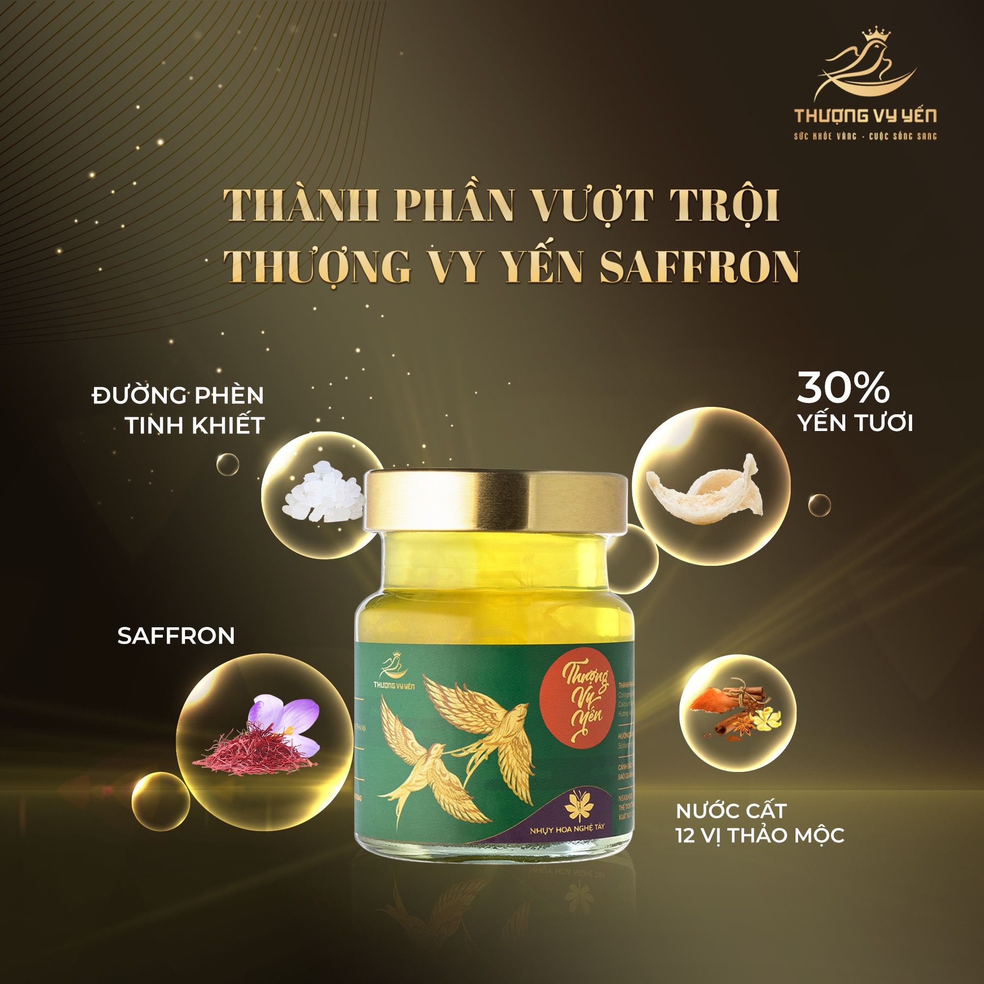 Thượng Vy Yến Biển Saffron - Yến Sào Cao Cấp (Set 6 Hũ) - Tặng kèm túi