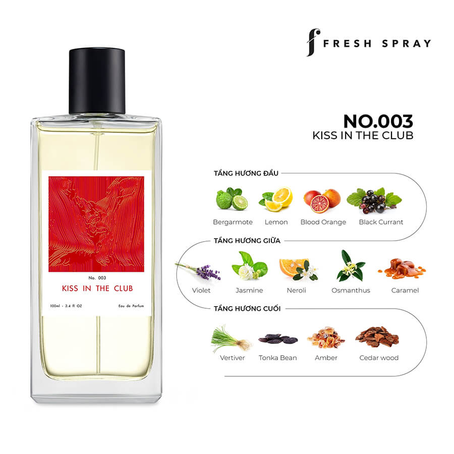 Nước hoa xịt thơm quần áo F Fresh Spray No.003 - Kiss in the Club