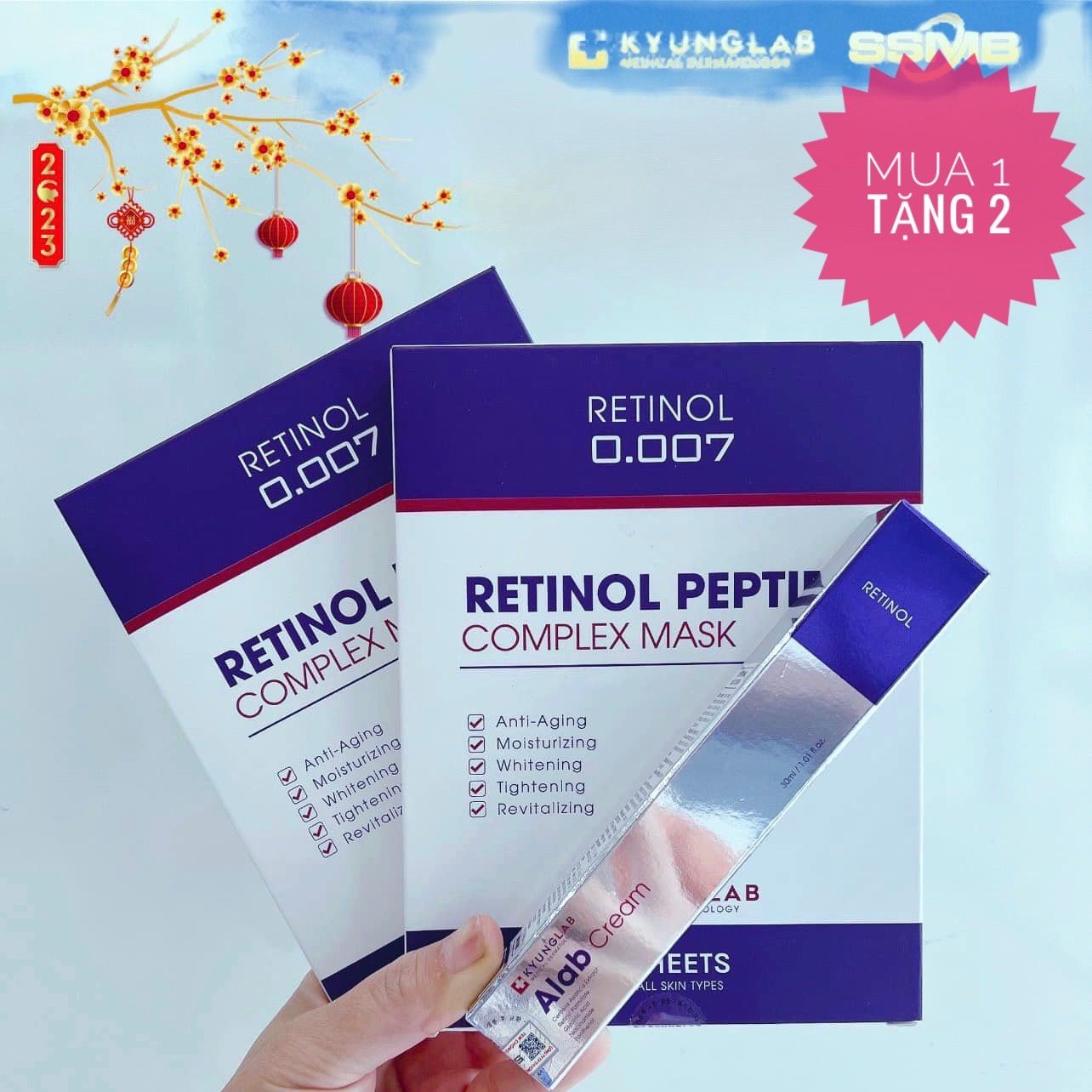 Retinol tái tạo làn da ALAB CREAM 2.0 (Tuýp 30ml) TẶNG 2 Hộp Mặt nạ trị liệu tái sinh Retinol Peptide Complex Mask