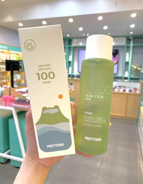 Nước hoa hồng chiết xuất rau má PrettySkin The Pure Jeju Cica 100 Toner 250ml - Cân bằng độ pH, cấp ẩm cho da và săn chắc da, se khít lỗ chân lông