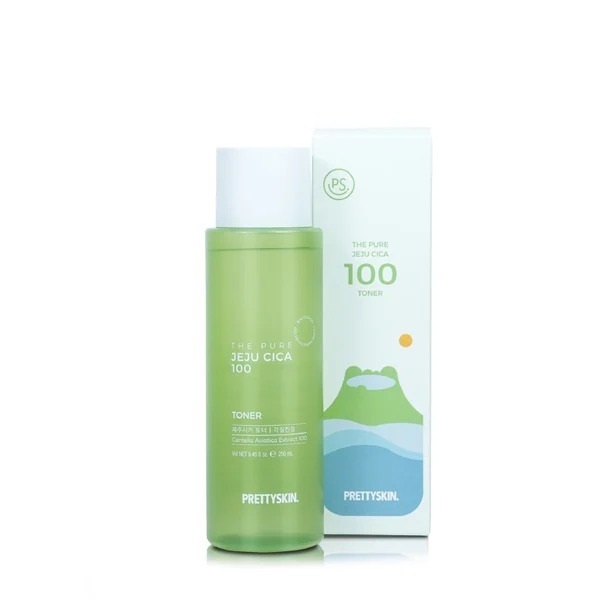 Nước hoa hồng chiết xuất rau má PrettySkin The Pure Jeju Cica 100 Toner 250ml - Cân bằng độ pH, cấp ẩm cho da và săn chắc da, se khít lỗ chân lông