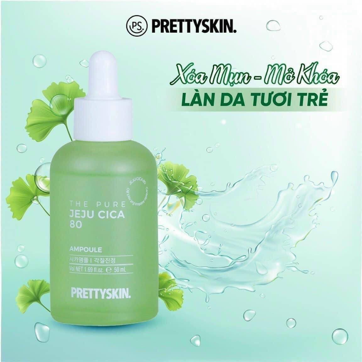 Tinh chất trị mụn rau má Prettyskin The Pure Jeju Cica 80 Ampoule - 50ml