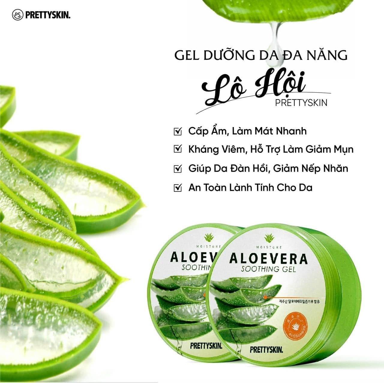 Gel Dưỡng Da Lô Hội  PrettySkin Aloe Vera Soothing Gel- 300ml