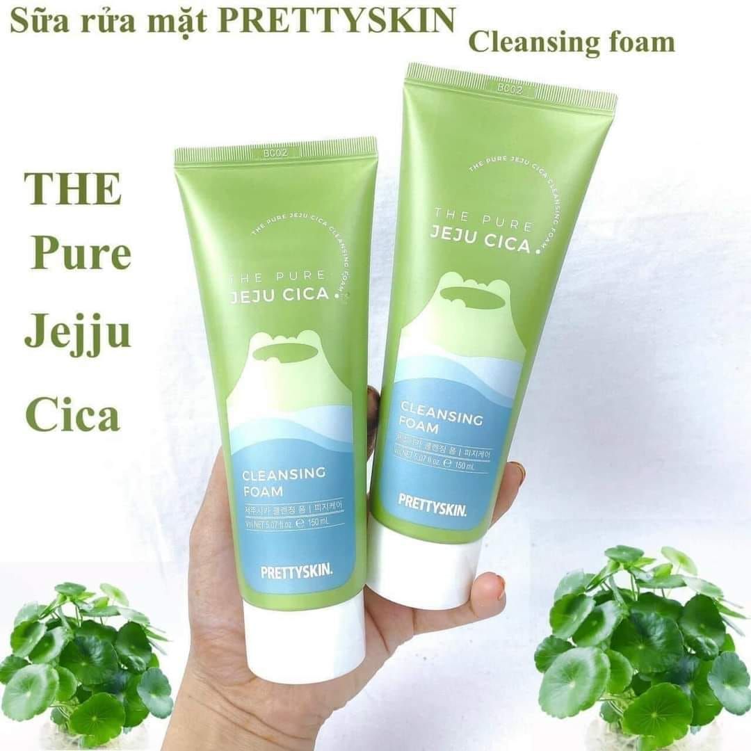 Sữa rửa mặt rau má PrettySkin The Pure Jeju Cica Cleansing Foam