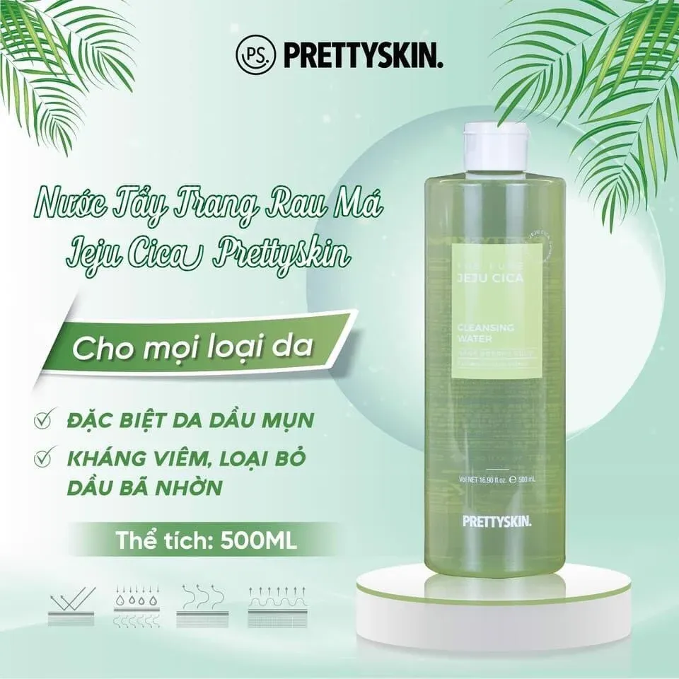 Nước Tẩy Trang Trị Mụn Rau Má Jeju Cica Prettyskin